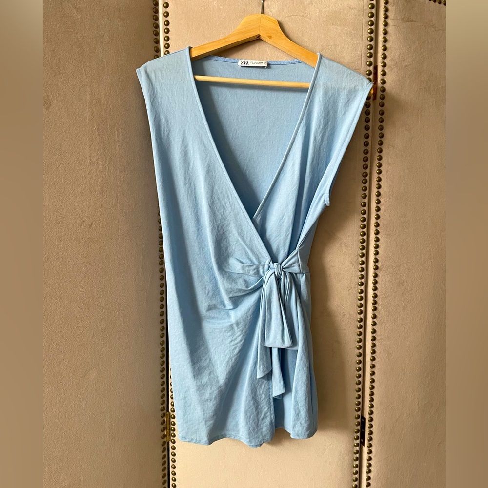 Light blue summer wrap dress / romper